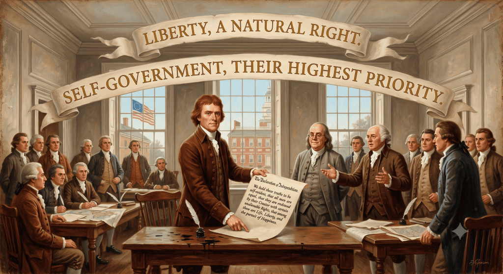 The 1776 Declaration of Independence, reflecting what mattered most to the founders